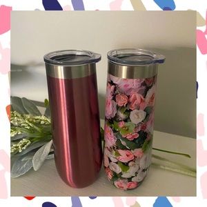 Manna Wine Tumblers Great condition 9 oz !! Two floral and Pink